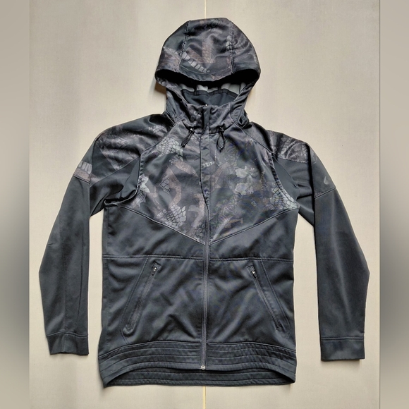 Nike Kobe Bryant Hoodie Mens M Black Mamba Camo Therma-Fit Zip Up Warm Up Jacket